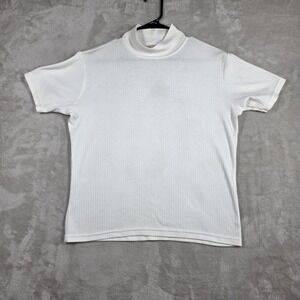 Bobbie Brooks Women's White Medium Short Sleeve Ribbed Turtleneck Made In USA